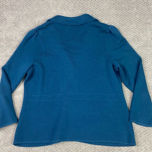 Talbots Merino Wool Sweater Blazer Women 1XP Petite Teal - Picture 3 of 12